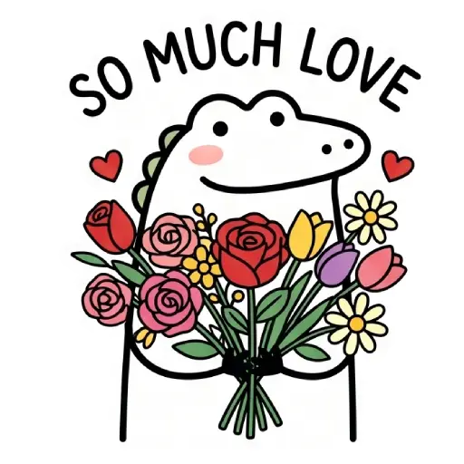 florak stickers, cute, funny, stickers, WhatsApp stickers, sticker pack, Alligator, flowers for you